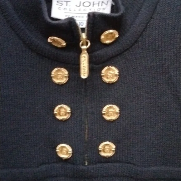 ST JOHN COLLECTION MARIE GRAY BLACK KNIT DRESS SIZE 10 - Picture 3 of 11